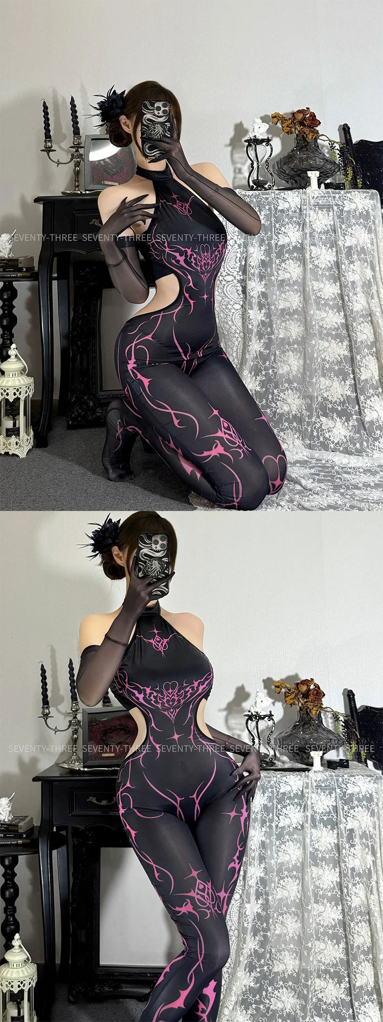 Cyberpunk Cosplay Jumpsuit Women's Printed Sleeveless Mech Agent Bodysuit