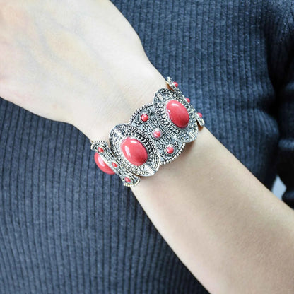 Traditional Kazakhstan Ethnic Coins Bracelet Hair Accessories  for Women Vintage Nepalese Tibetan Clothing Headwear Jewelry Set