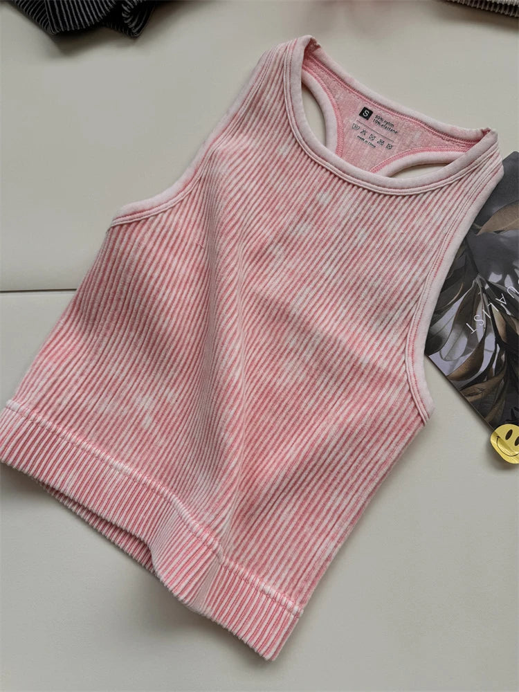 Seamless Yoga Top Fitness Sports  Gym Running Vest  Workout Women Athleisure Sleeveless Crop Top - SS69