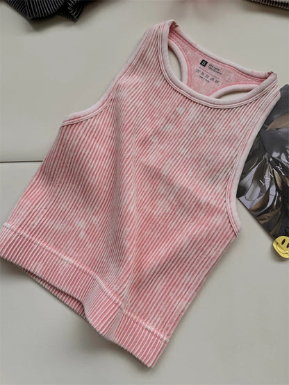 Seamless Yoga Top Fitness Sports  Gym Running Vest  Workout Women Athleisure Sleeveless Crop Top - SS69