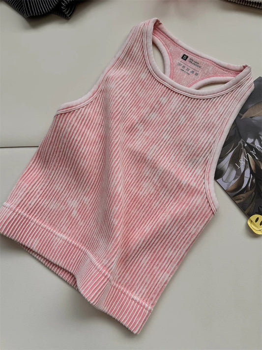 Seamless Yoga Top Fitness Sports  Gym Running Vest  Workout Women Athleisure Sleeveless Crop Top - SS69