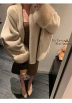 2026 Imported Velvet Mink Fur Coat With Mink Fur Collar,Temperament  Medium Length Fur Jacket Women