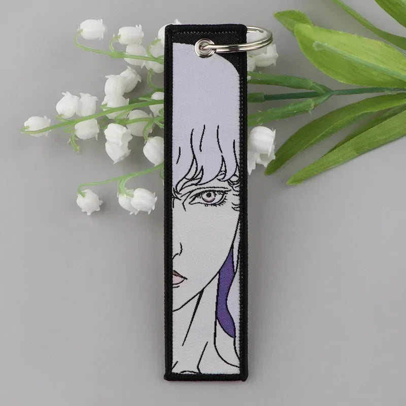 Sword Wind Legend Anime JOJO Wonderful Adventure Weaving Mark Keychain Sword Wind Legend Decorative Chain Fabric Key Pendant