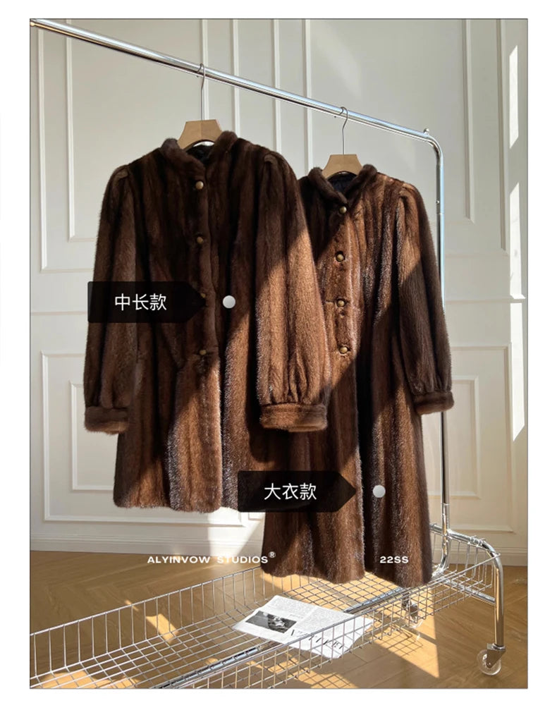 Lautaro Women's Long Faux Mink Fur Coat - Thick Warm Winter Overcoat