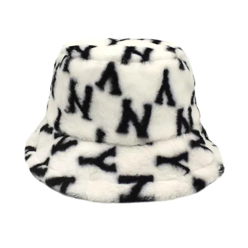 Winter Bucket Hat Women's Fashion Leopard Panama Warm Hats Female Vintage Faux Fur Fisherman Cap Hats For Women Dropshipping