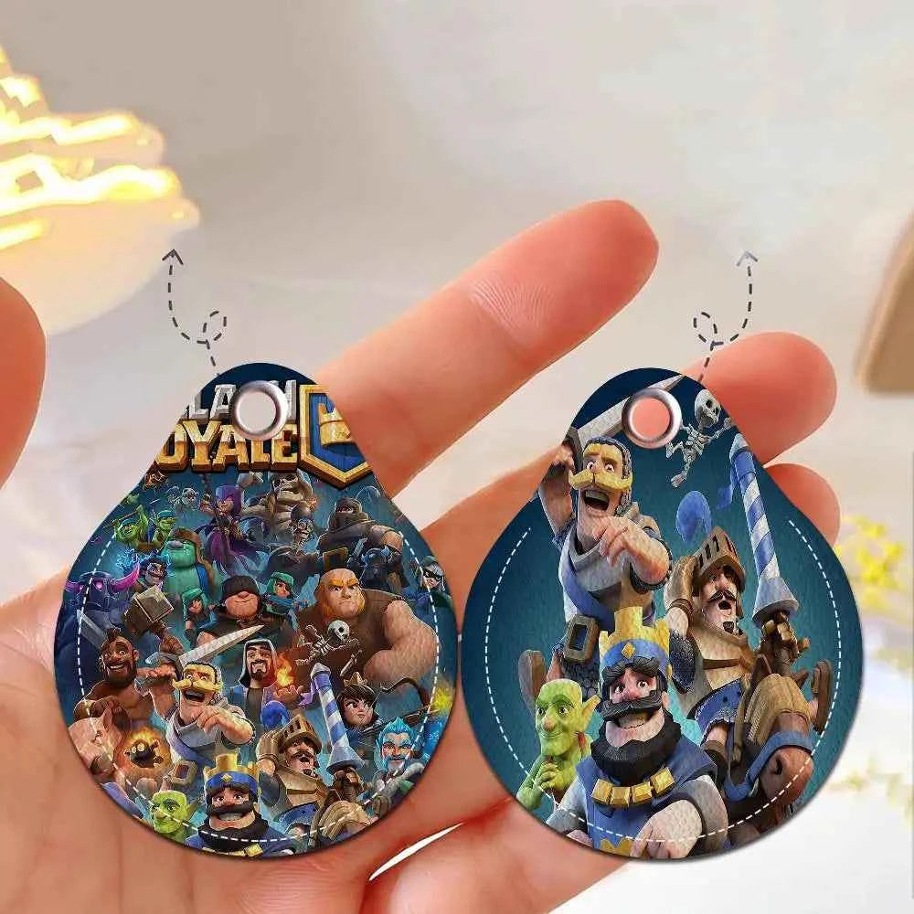 Game C-Clash Royale Anime Key Fashion PU Water Shape Keychain Women Car Key Holder Home Key Ring Charm Bag Car Pendant Gift