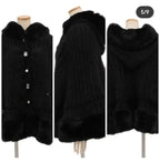 Godivana Faux Rabbit Fur Cape Coat with Rhinestone Bow