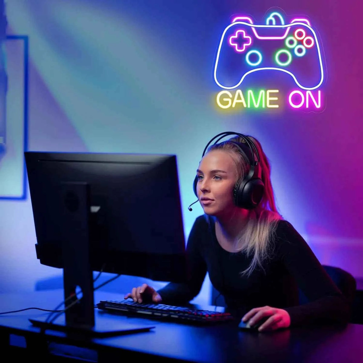 Gamer Neon Sign for Game on Neon LED Sign for Gamer Wall Decor Gaming Neon Light Sign for Teen Bedroom Gamer Gifts for Boys