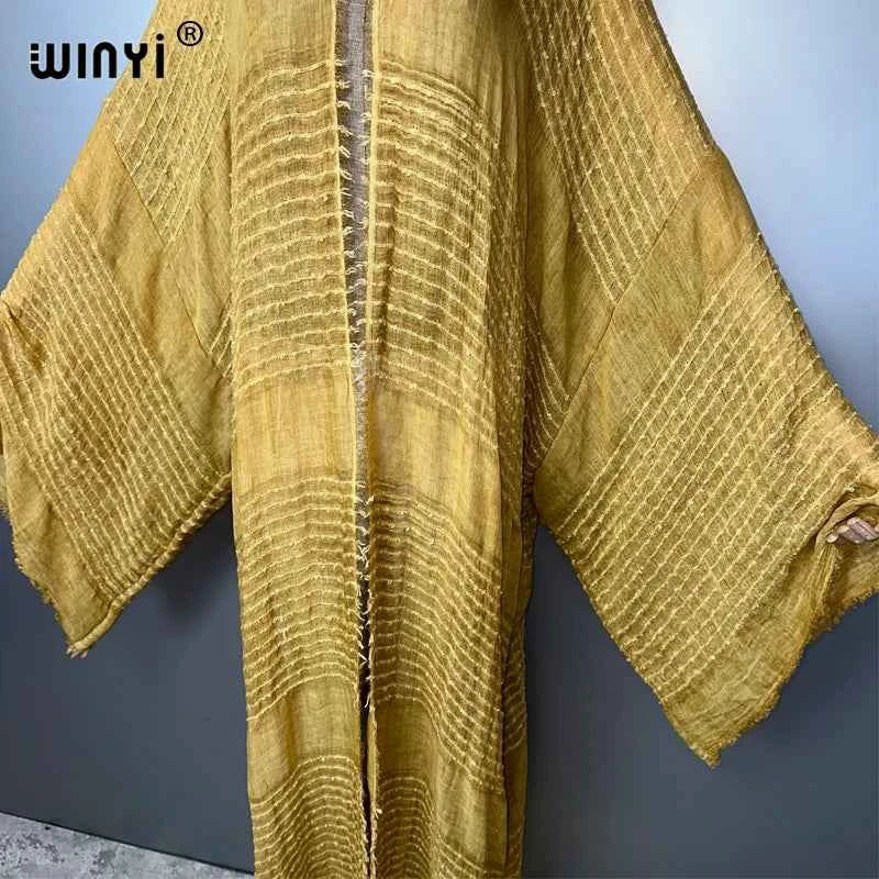 WINYI  high quality comfortable Women Soft Cardigan Loose Dress Party Boho Maxi beach Holiday Swimming Cover ups Africa Kimono
