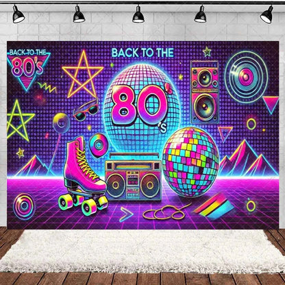 Retro Back to the 70s 80s 90s Backdrop Music Party Decorations Neon Light Graffiti Tapes Disco Background Photo Studio Supplies