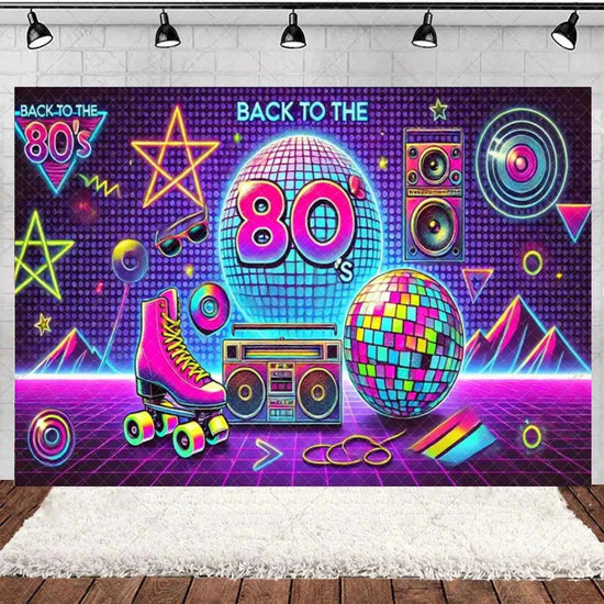 Retro Back to the 70s 80s 90s Backdrop Music Party Decorations Neon Light Graffiti Tapes Disco Background Photo Studio Supplies