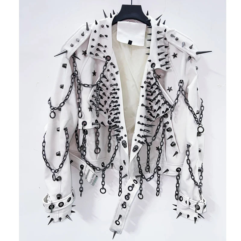 vintage Leather  y2k  Jacket Skull Jacket Punk Jacket  gothic Leather gothic clothes y2k fashion y2k clothes  harajuku Jacket SS69