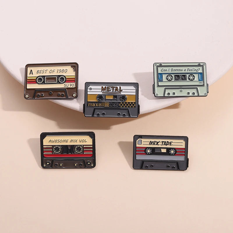 QIHE JEWELRY Retro Cassette Tape Enamel Pin Badge