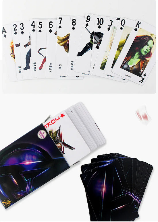 54Pcs/Box Disney Paper Playing Cards Mickey Avengers Frozen Anime Poker Cards Child Adult Desktop Games Toys - SS69