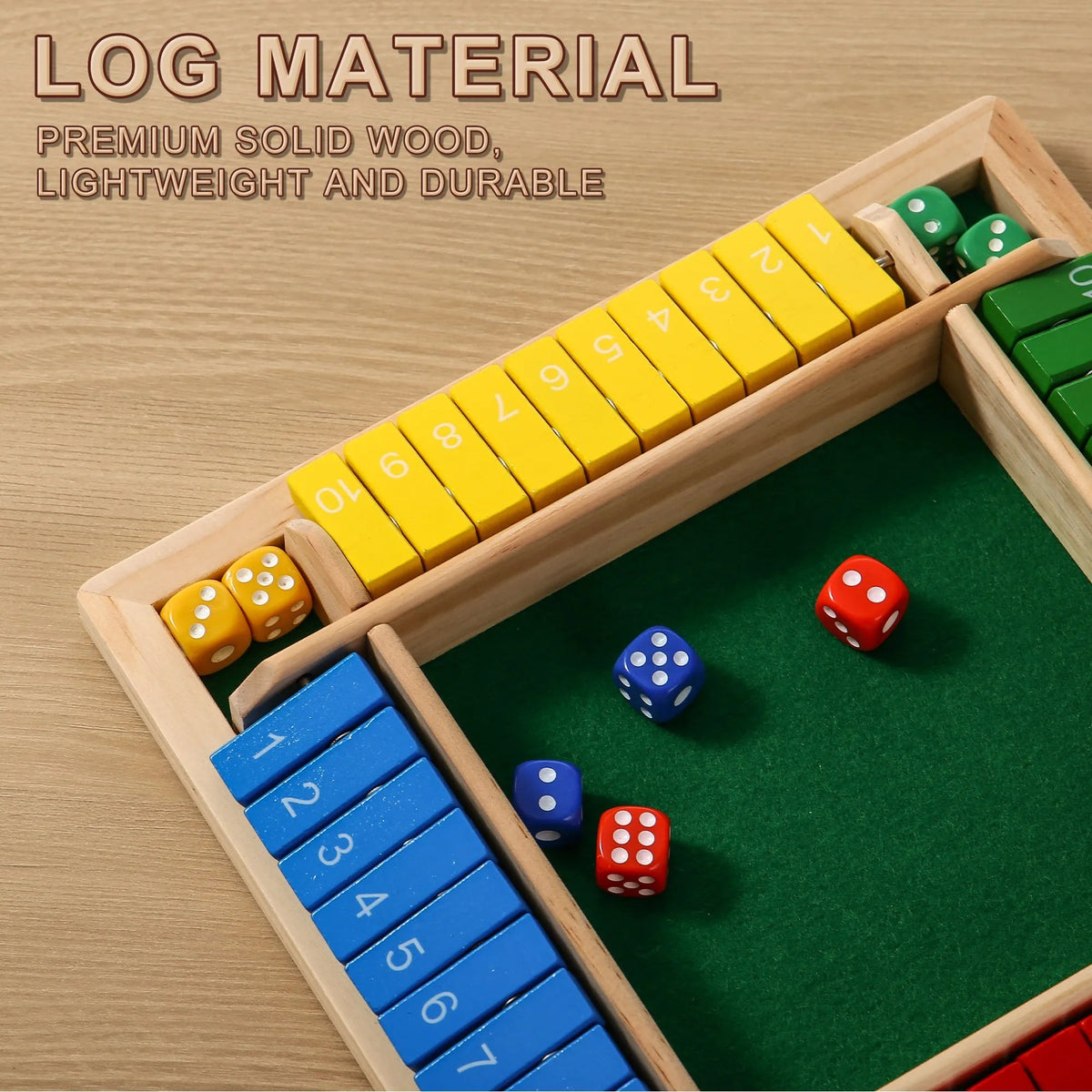 AIUAZA 1 Set Drinking Games, Wooden Board Game For 1-4 Players, Classic Family Game With 8pcs Dices, gaming gift SS69