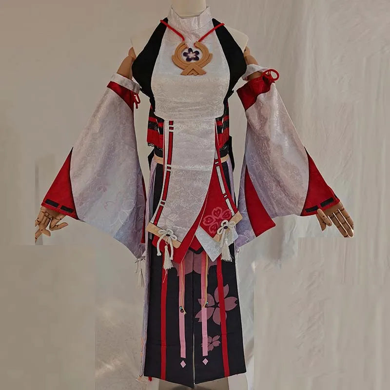 Genshin Impact Yae Miko Cosplay Costume with Wig, Ears, and Tail