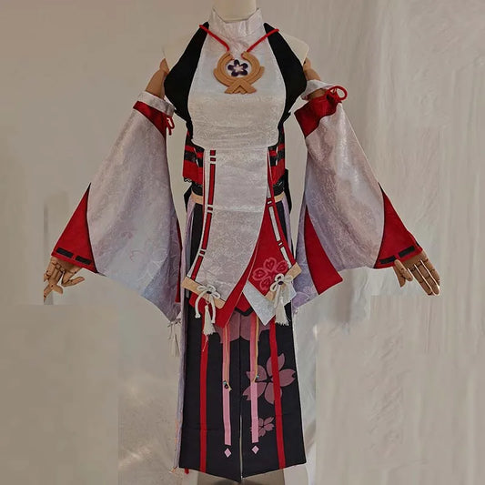 Genshin Impact Yae Miko Cosplay Costume Set with Wig Ears and Tail