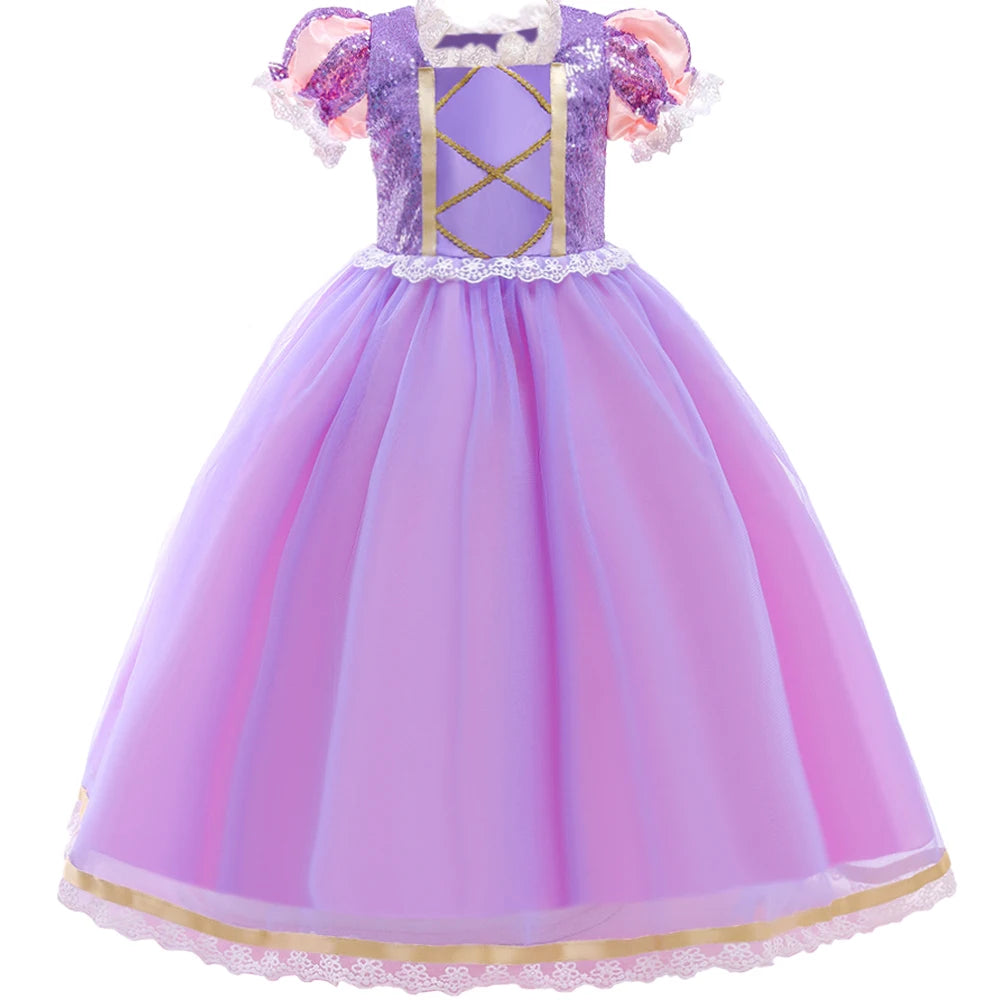 FSMKTZ Girls Rapunzel Princess Puff Sleeve Ball Gown