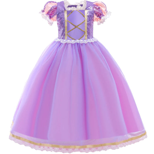 FSMKTZ Girls Rapunzel Princess Costume Puff Sleeve Ball Gown Dress