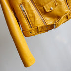 Women's PU Leather Motorcycle Jacket - Slim Fit, Turn-Down Collar