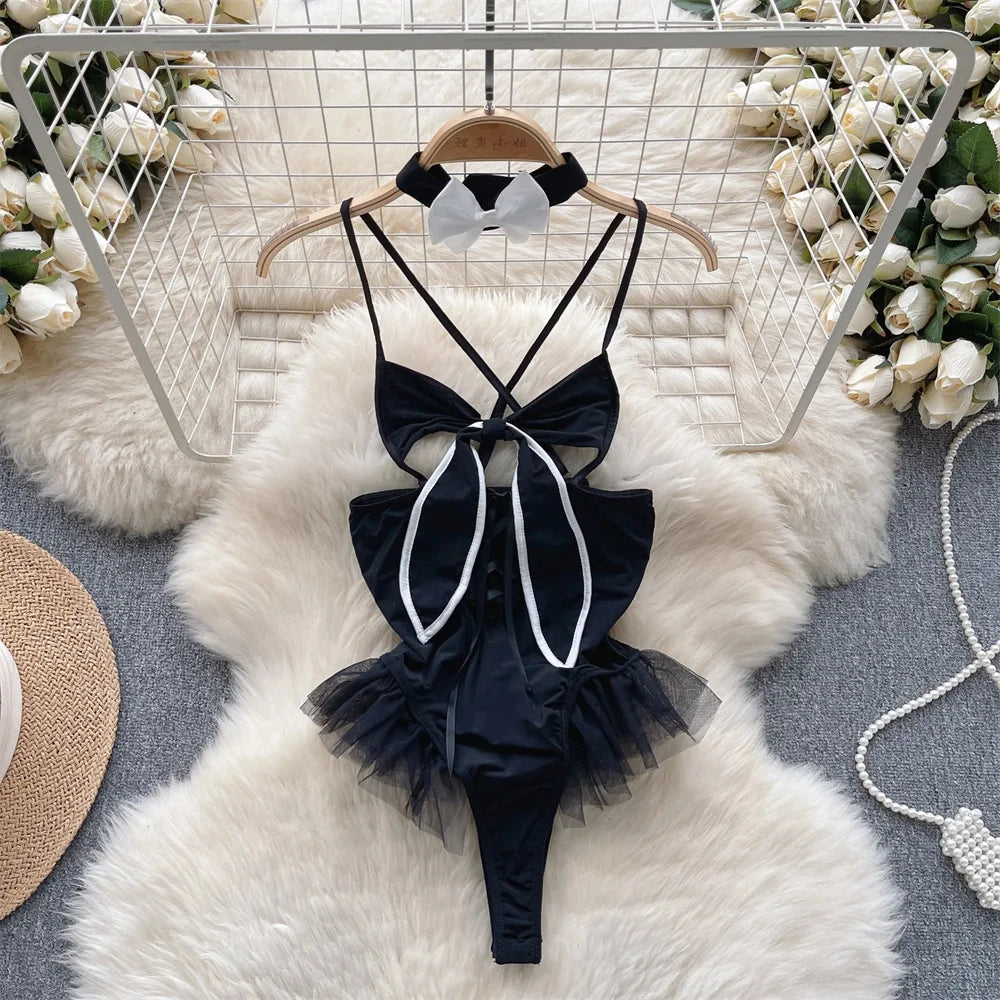 Women Hotsweet Sexy Drawstring Lace Up Design Halter Playsuits Fashion Transparent Bodysuits Slim Hollow Out Summer Rompers  New