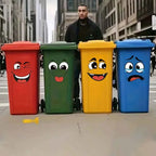 4 sheets/Set Cartoon Face Stickers,Self-Adhesive, Plastic Surface Compatible,Home Decoration Suitable for Trash Can, oilet Decor