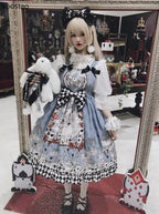 Vintage Gothic Lolita Style Slip Dress Women Harajuku Y2k Sleeveless Dark Bunny Print Party Dresses Girly Kawaii Bow Vestidos