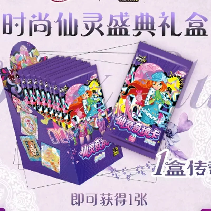 Genuine Winx Club Card Magic Bag Fairy Bag Fairy Wonderland Cards Bloom Stella Flora Anime Cards Toys Customized Birthday Gifts