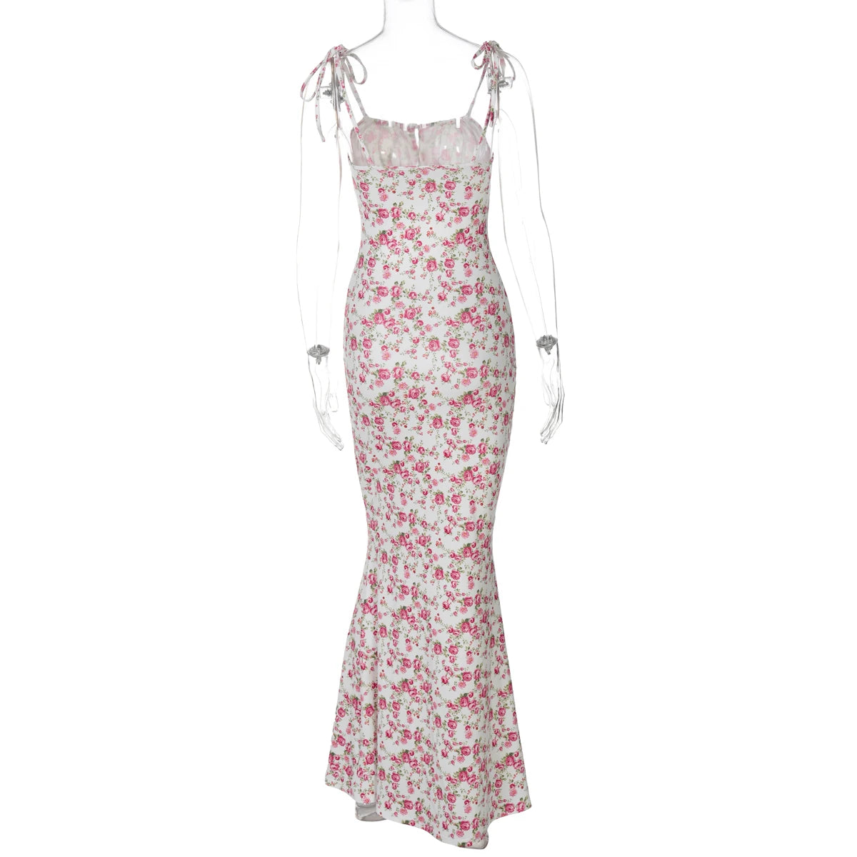Hugcitar Women Floral Spaghetti Strap Bodycon Maxi Dress