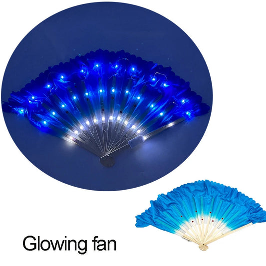 Beautiful Costumes Accessory Props Hand Fans 7 Colors For Choice Men Women Cool Decorative Glow Fan Light Up Disco Dance Night SS69 20.69 13inches fan 05 / one size