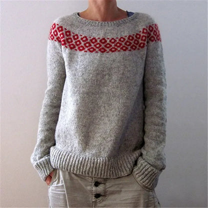Spring Knitted Women's Sweater O-neck Long Sleeve Casual Loose Sweater Elegant Trendy Print Female Winter Fashion Ladies Clothes