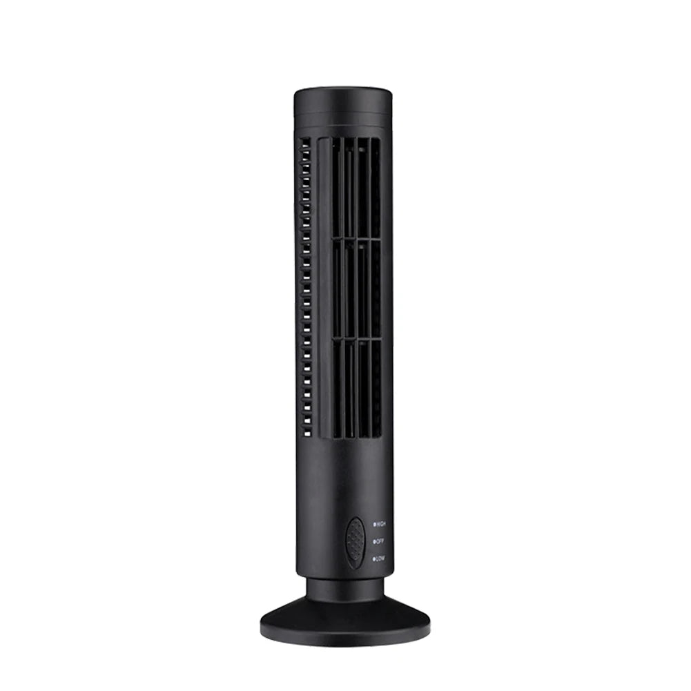 Alloet Bladeless LED Tower Fan, 2-Speed USB Portable Electric Desk Fan