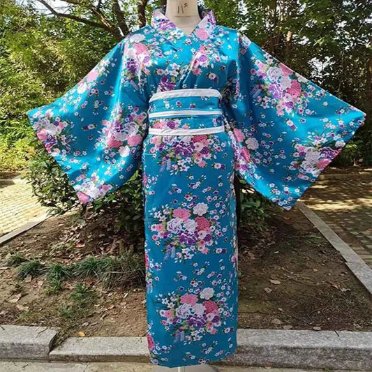 Cosplay Costume Traditional Japanese Kimono Japanese Style Elegance Sakura Girl Kimono Dress Asian Printed Floral