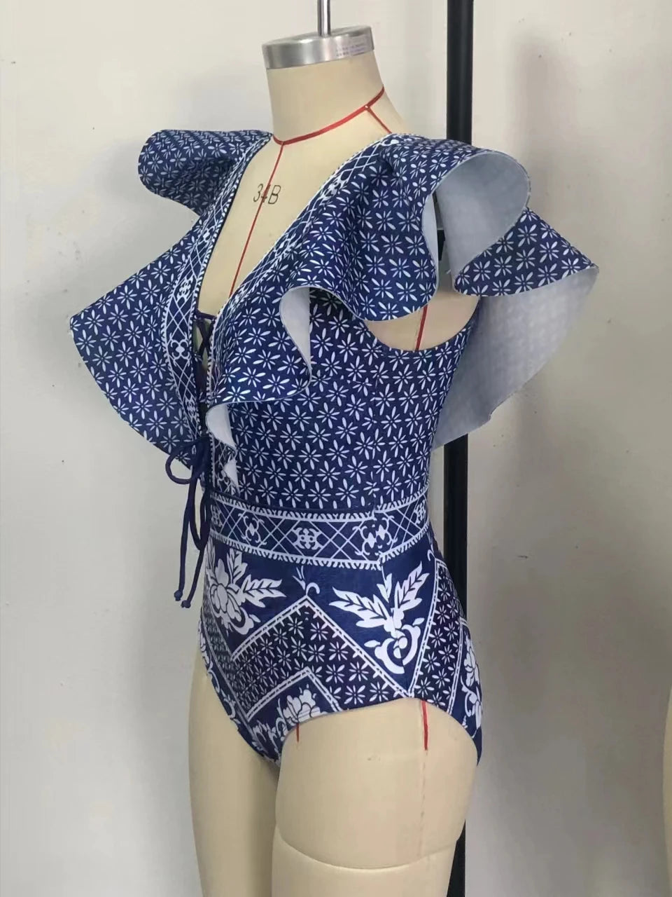 2023 New Arrival Push Up Women Bikini Set Floral Printed Ruffle Bikinis Strappy Bandage Swimwear Brazilian Biquini Bathing Suit SS69