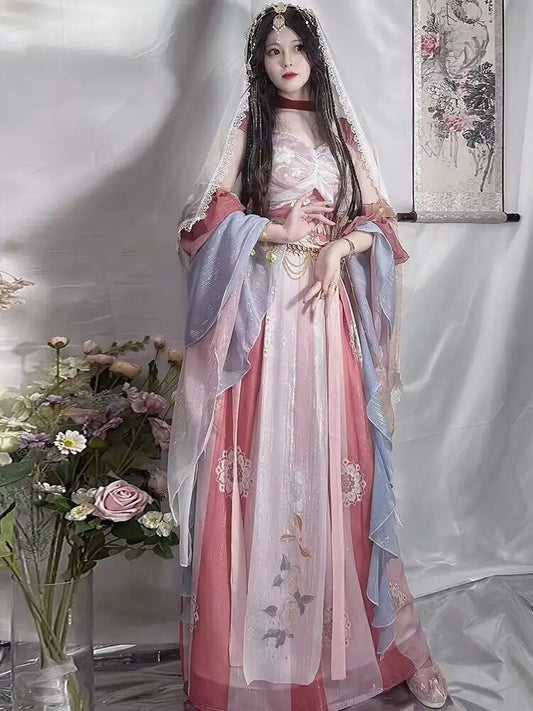 Ancient Chinese Hanfu Dress Women Halloween Princess Loulan Dunhuang Feitian Cosplay Costume Dance Dress Party Outfit Hanfu Sets SS69