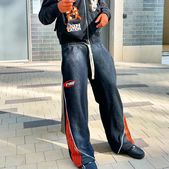 Y2k Fashion Stripes Pants New American Retro Hip Hop Men Women Jogger Drawstring Sweatpants Oversize Cargo Trousers Streetwear SS69