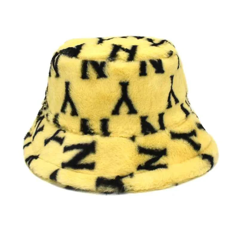Winter Bucket Hat Women's Fashion Leopard Panama Warm Hats Female Vintage Faux Fur Fisherman Cap Hats For Women Dropshipping