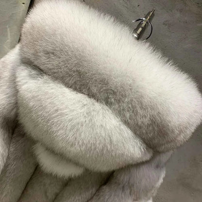 Real Fox Fur Coat for Women, Long Jacket, Warm Cloth, Natural Fur, Ladies, Winter, 22-06