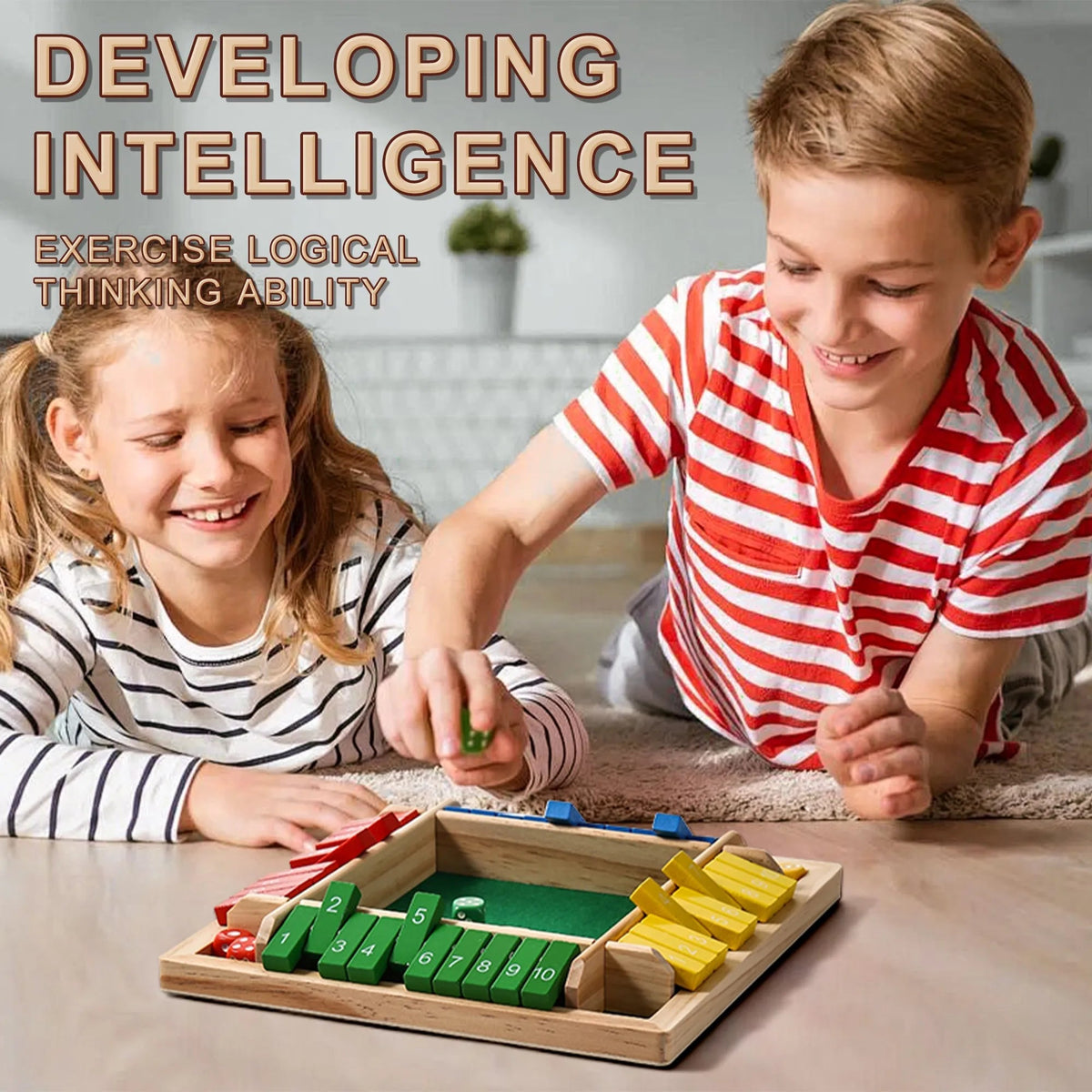 AIUAZA 1 Set Drinking Games, Wooden Board Game For 1-4 Players, Classic Family Game With 8pcs Dices, gaming gift SS69