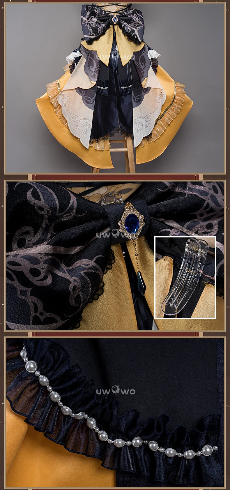 IN STOCK UWOWO Navia Cosplay Genshin Impact Navia Cosplay Costume Fontaine Rococo Style Dress Cosplay Halloween Costume