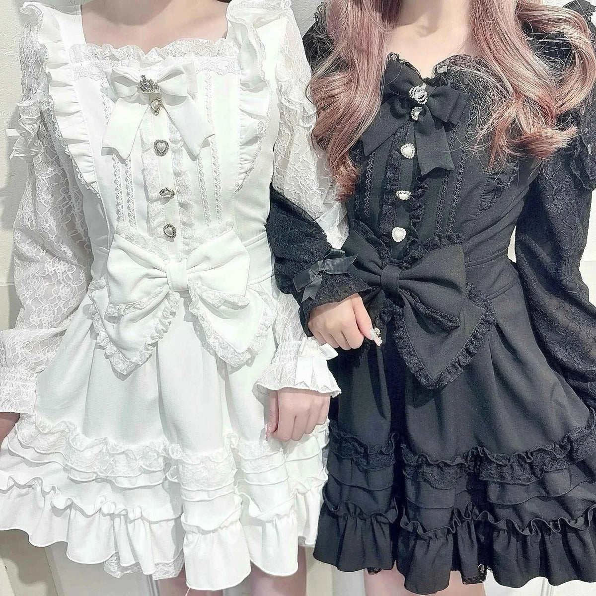 Japanese Liz Dresses Women Autumn New Girl's Sweet Cute Bud Mini Series Mass Production Angel Small Cake Dress Bow Lolita Dress