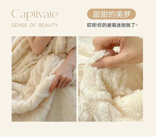 1pc Coral Fleece Blanket for Winter Thick Soft Bedspread Warm Plaids for Beds Single/Queen/King Solid Color Thow Blankets/Plaids