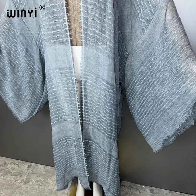 WINYI  high quality comfortable Women Soft Cardigan Loose Dress Party Boho Maxi beach Holiday Swimming Cover ups Africa Kimono