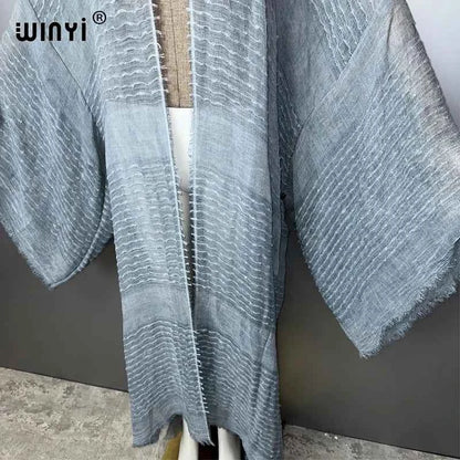 WINYI  high quality comfortable Women Soft Cardigan Loose Dress Party Boho Maxi beach Holiday Swimming Cover ups Africa Kimono