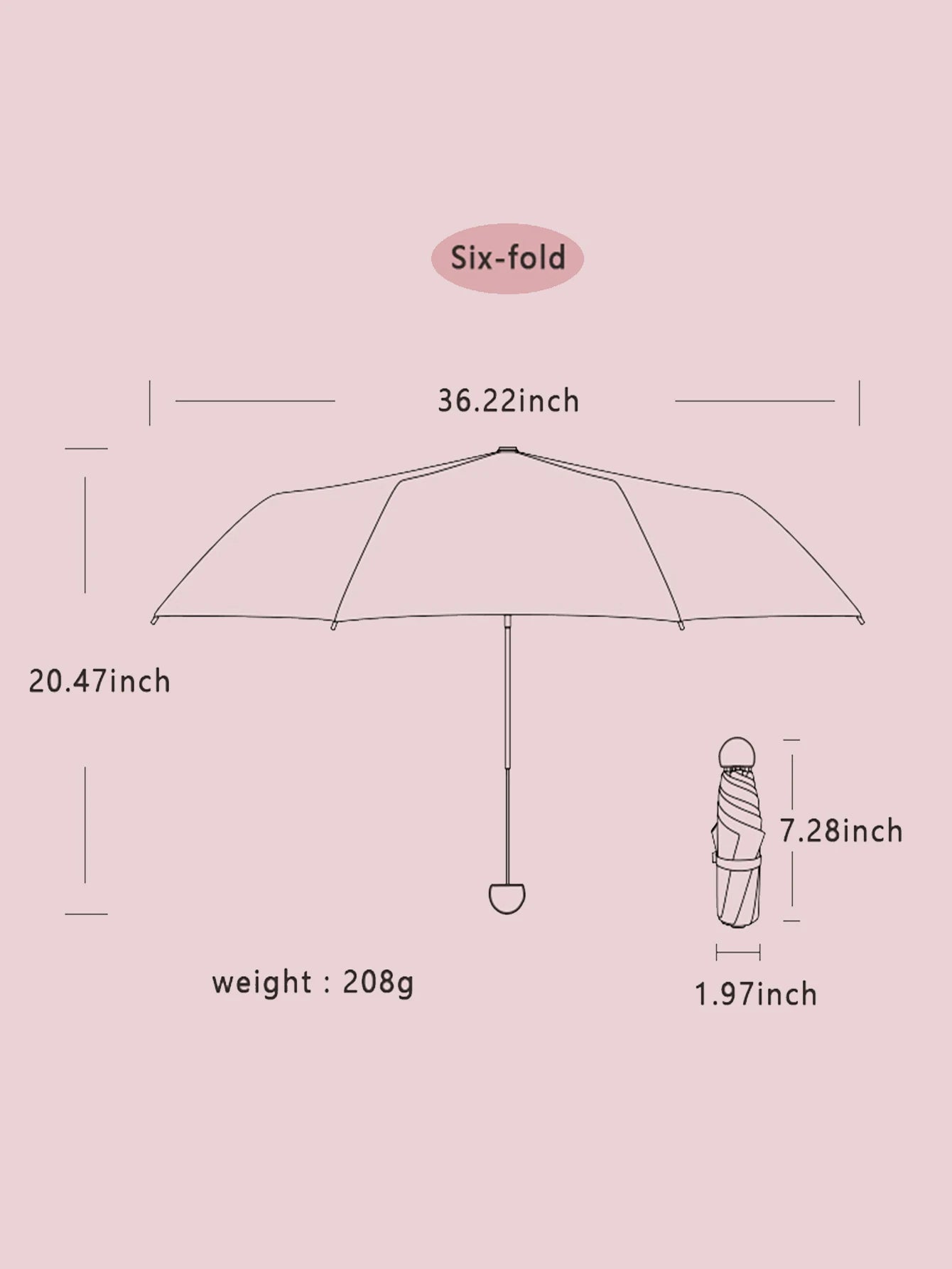 Mini Capsule Umbrella, Ultra-Light Sun Protection UV Blocking, Fashion Casual Basic Style, Manual Open, 6 Ribs Iron Frame