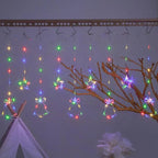 Christmas Curtain Lights LED String Lights with Tree Snowflake Star Deer Bell USB Remote 8 Modes Home Decor