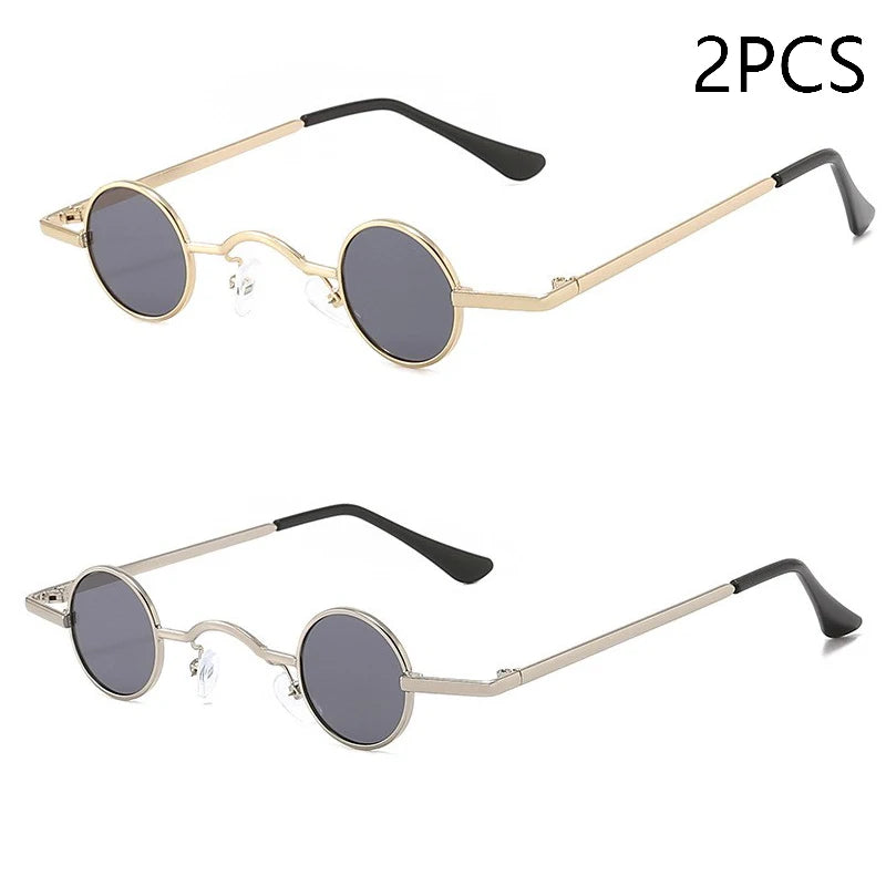 Vintage Rock Punk Man Sunglasses Classic Small Round Sunglasses Women Wide Bridge Metal Frame Black Lens Driving Eyewear SS69 8.69 GRAY