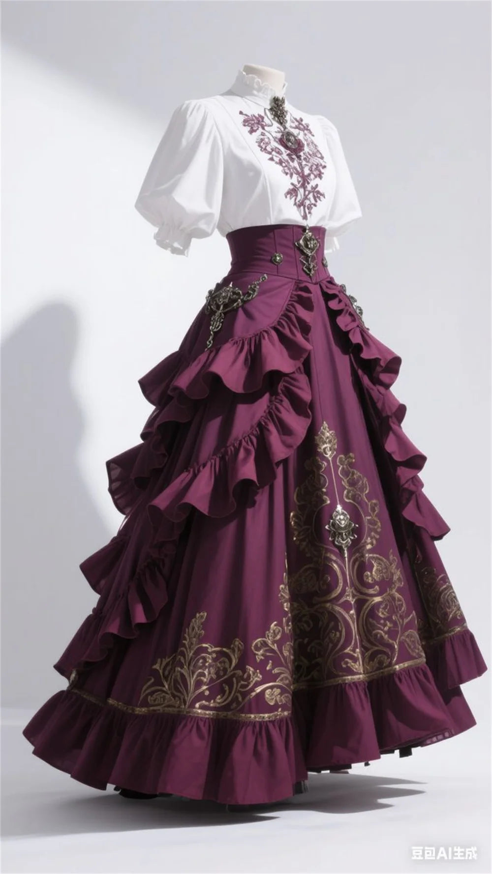 Vintage Renaissance Corset & Skirt Set - Lace-up Gothic Victorian