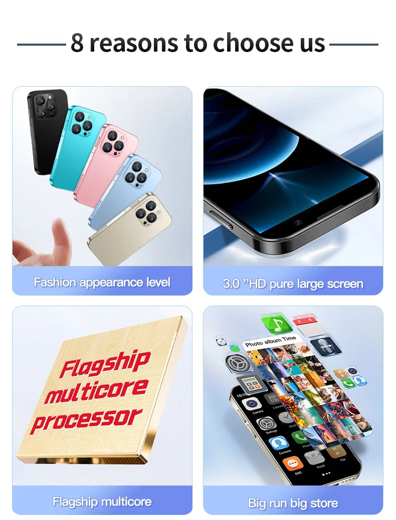 SERVO 16SE Mini Smartphone 16GB ROM Android 9.0 Wifi Dual SIM Standby Play Store 3G WCDMA 3.0"Little Smart Cellphone New Version SS69