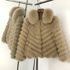 OFTBUY Women's Real Fox Fur Coat - Thick Warm Winter Jacket